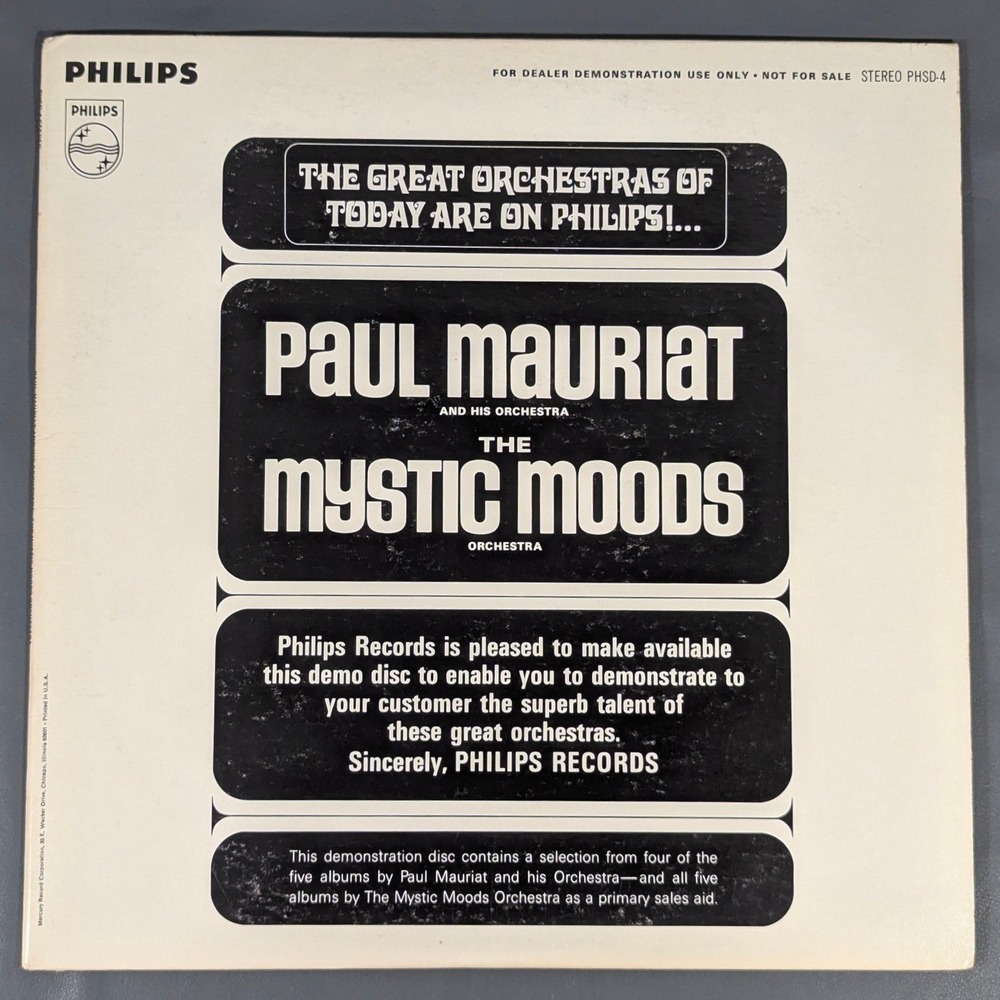 Paul Mauriat Mystic Moods Orchestra Philips PHSD-4 Promo Vinyl LP EX/VG+